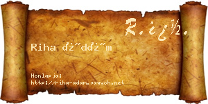 Riha Ádám névjegykártya